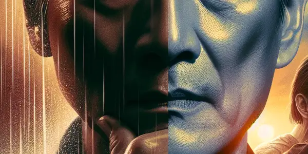 A cinematic poster featuring So Ji-sub, showcasing a romantic scene and an action sequence from his films.