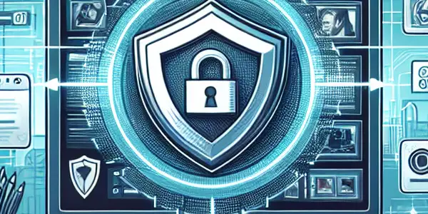 A modern digital workspace showcasing antivirus software scanning for safe adult content, with symbols of security and cleanliness.