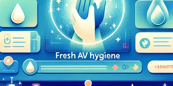 A vibrant digital environment promoting hygiene in adult video content, featuring clean interfaces and health symbols.