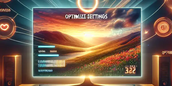 A cozy home theater with a large TV, modern device, and warm ambiance, suggesting an enhanced viewing experience.