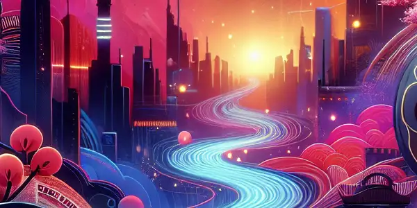 A vibrant digital landscape showcasing iconic elements of adult entertainment with modern devices and artistic motifs.