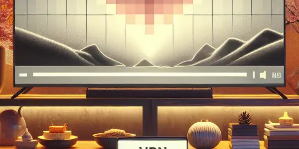 A cozy room with a sleek TV displaying abstract adult content, emphasizing privacy and modern entertainment.