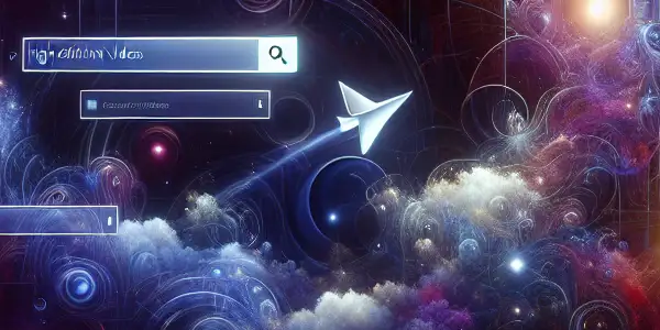 A futuristic digital landscape featuring glowing icons and a sleek interface for adult entertainment search recommendations.